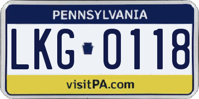 PA license plate LKG0118
