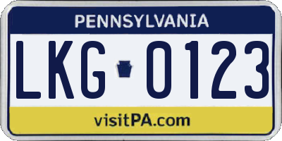PA license plate LKG0123