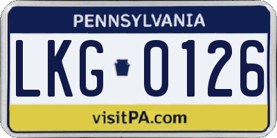PA license plate LKG0126
