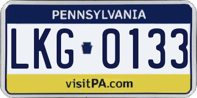 PA license plate LKG0133