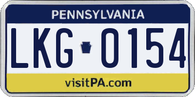 PA license plate LKG0154