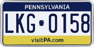 PA license plate LKG0158