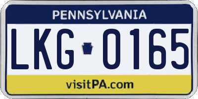 PA license plate LKG0165