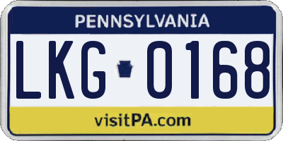 PA license plate LKG0168