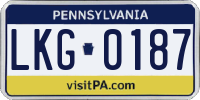 PA license plate LKG0187
