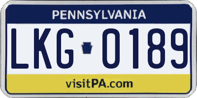 PA license plate LKG0189