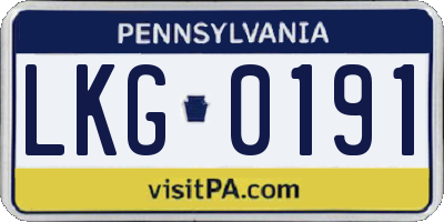 PA license plate LKG0191