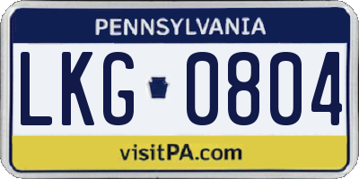 PA license plate LKG0804