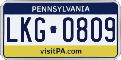 PA license plate LKG0809