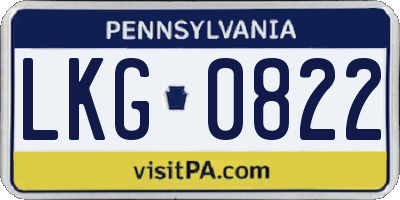 PA license plate LKG0822