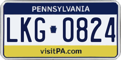 PA license plate LKG0824