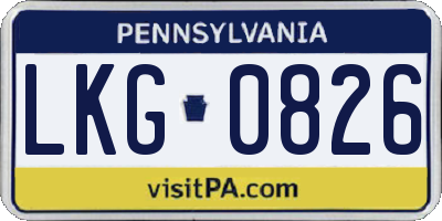PA license plate LKG0826