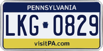 PA license plate LKG0829