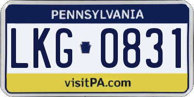 PA license plate LKG0831