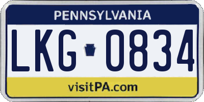PA license plate LKG0834