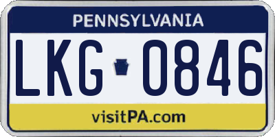 PA license plate LKG0846