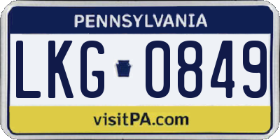 PA license plate LKG0849