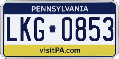 PA license plate LKG0853