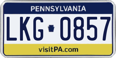 PA license plate LKG0857