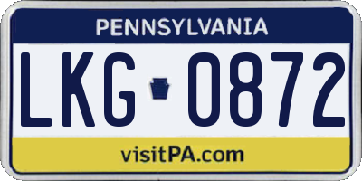 PA license plate LKG0872