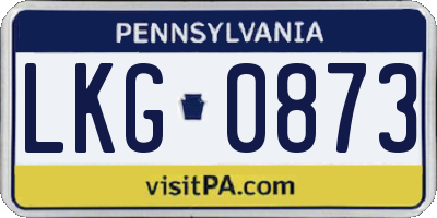 PA license plate LKG0873