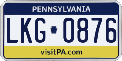 PA license plate LKG0876