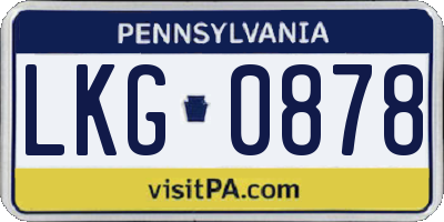 PA license plate LKG0878