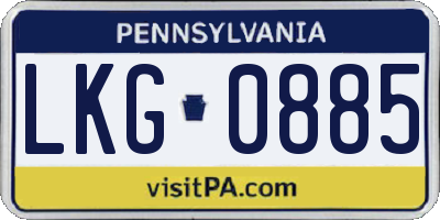 PA license plate LKG0885