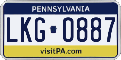 PA license plate LKG0887
