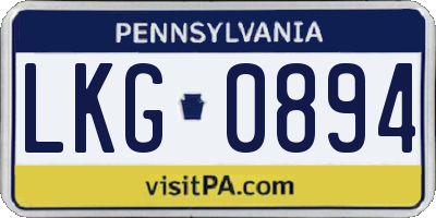 PA license plate LKG0894