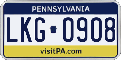 PA license plate LKG0908