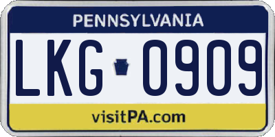 PA license plate LKG0909