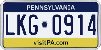 PA license plate LKG0914
