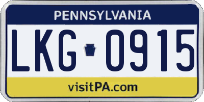 PA license plate LKG0915