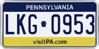 PA license plate LKG0953