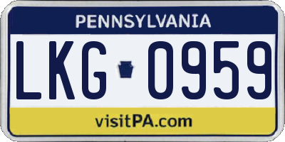 PA license plate LKG0959