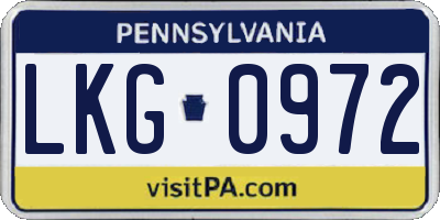 PA license plate LKG0972