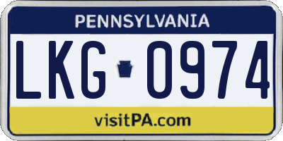 PA license plate LKG0974