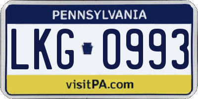 PA license plate LKG0993