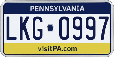 PA license plate LKG0997