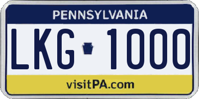 PA license plate LKG1000