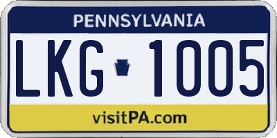 PA license plate LKG1005
