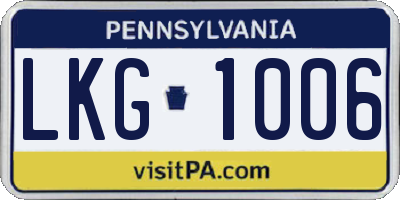 PA license plate LKG1006