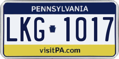 PA license plate LKG1017