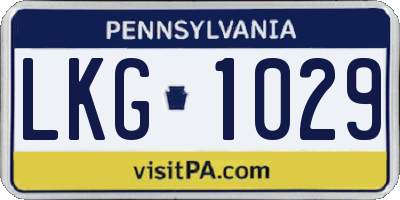 PA license plate LKG1029