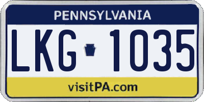 PA license plate LKG1035