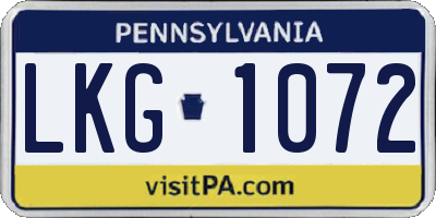 PA license plate LKG1072