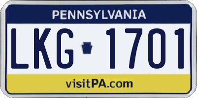 PA license plate LKG1701