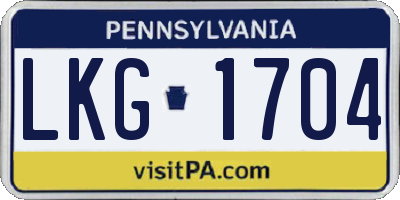 PA license plate LKG1704