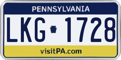 PA license plate LKG1728